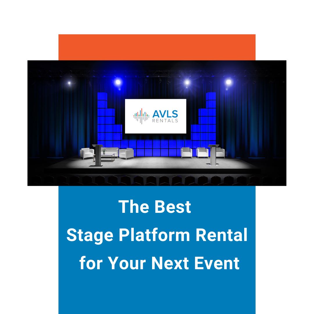 Featured Image Showing Blog "The Best Stage Platform Rental For Your Next Event" With a Blue Stage